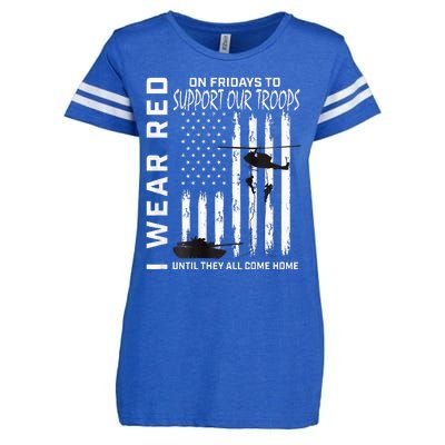 Wear Red On Fridays Military Veteran Support Our Troops Flag Enza Ladies Jersey Football T-Shirt