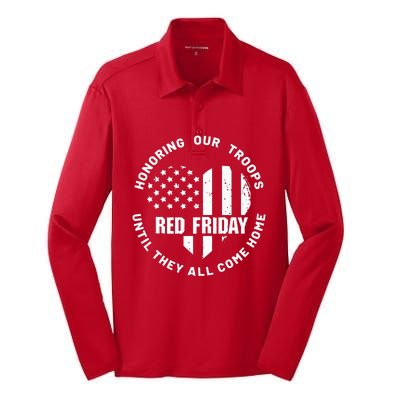 Wear Red on Friday US Military Pride and Support Silk Touch Performance Long Sleeve Polo