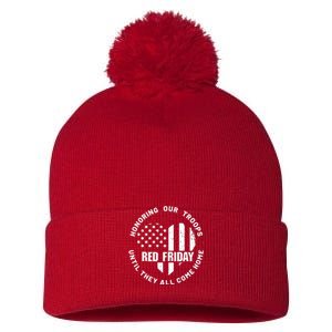 Wear Red on Friday US Military Pride and Support Pom Pom 12in Knit Beanie