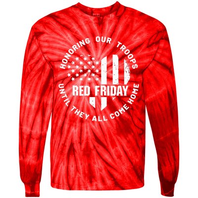 Wear Red on Friday US Military Pride and Support Tie-Dye Long Sleeve Shirt