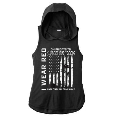 Wear Red On Fridays Military Veteran Support Our Troops Flag Ladies PosiCharge Tri-Blend Wicking Draft Hoodie Tank