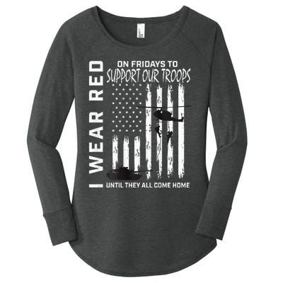 Wear Red On Fridays Military Veteran Support Our Troops Flag Women's Perfect Tri Tunic Long Sleeve Shirt