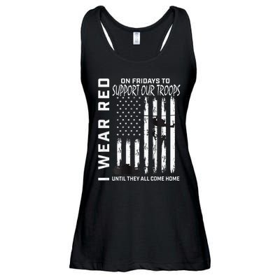 Wear Red On Fridays Military Veteran Support Our Troops Flag Ladies Essential Flowy Tank