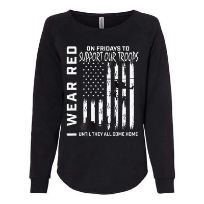 Wear Red On Fridays Military Veteran Support Our Troops Flag Womens California Wash Sweatshirt