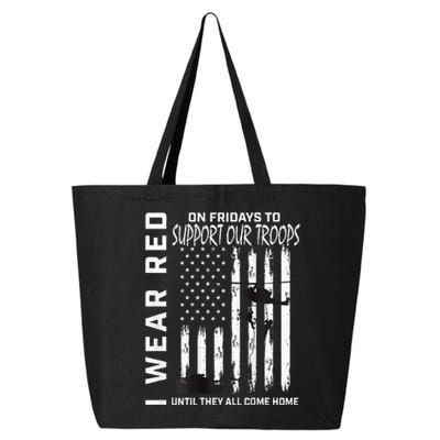 Wear Red On Fridays Military Veteran Support Our Troops Flag 25L Jumbo Tote