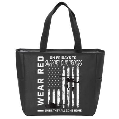 Wear Red On Fridays Military Veteran Support Our Troops Flag Zip Tote Bag