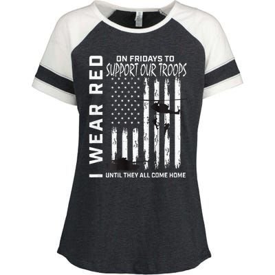 Wear Red On Fridays Military Veteran Support Our Troops Flag Enza Ladies Jersey Colorblock Tee