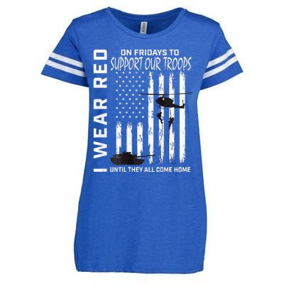 Wear Red On Fridays Military Veteran Support Our Troops Flag Enza Ladies Jersey Football T-Shirt