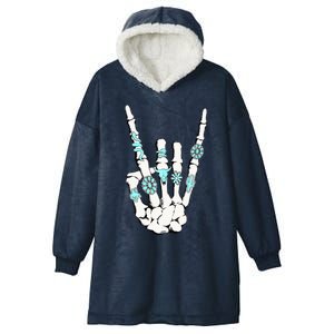 Western Rock On Skeleton American Rodeo Cowboy Hooded Wearable Blanket