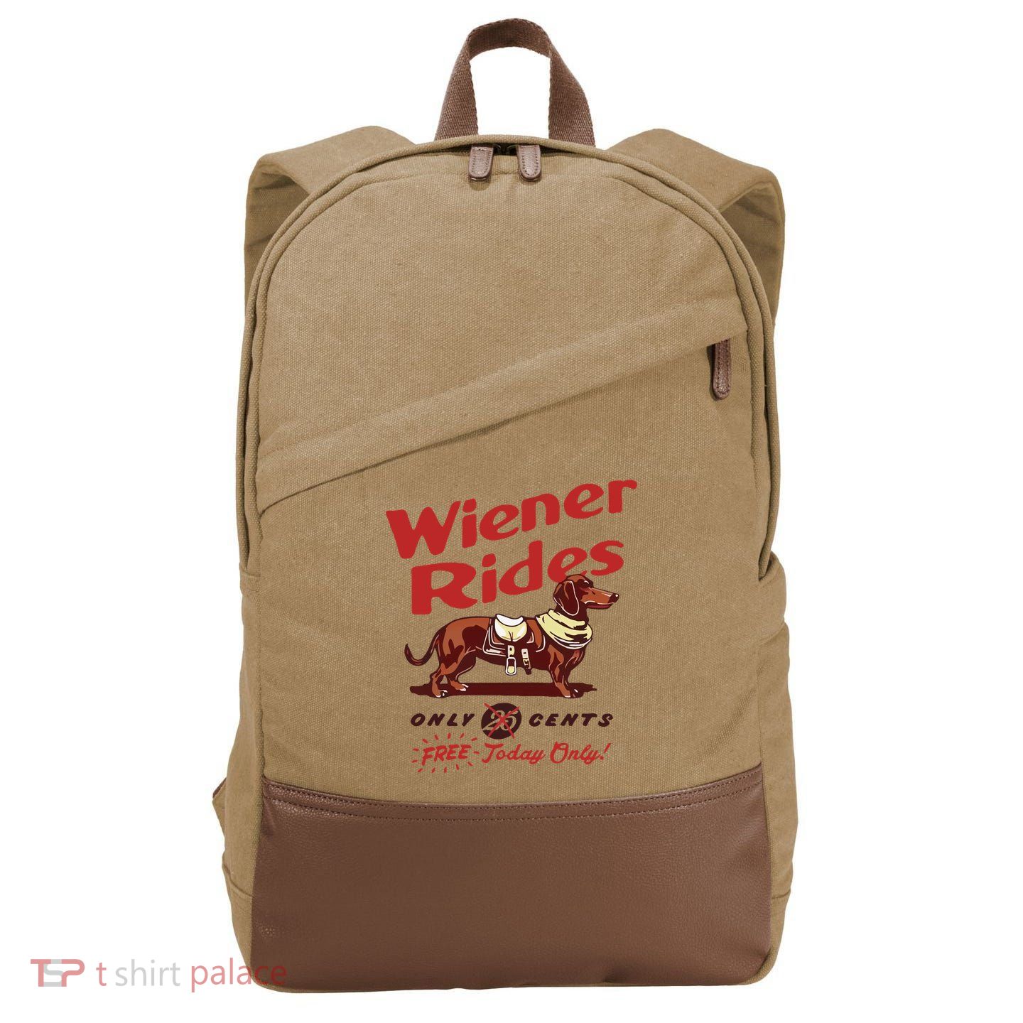 Wiener Rides Only 25 Cents Dachshund Free Today Only Cotton Canvas Backpack