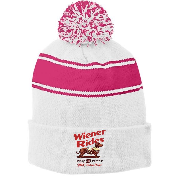 Wiener Rides Only 25 Cents Dachshund Free Today Only Stripe Pom Pom Beanie