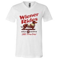 Wiener Rides Only 25 Cents Dachshund Free Today Only V-Neck T-Shirt