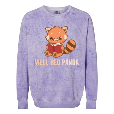 Well Red Panda Book Lover Funny Red Pandas Animal Graphic Colorblast Crewneck Sweatshirt