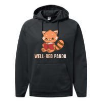 Well Red Panda Book Lover Funny Red Pandas Animal Graphic Performance Fleece Hoodie