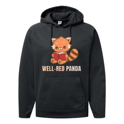 Well Red Panda Book Lover Funny Red Pandas Animal Graphic Performance Fleece Hoodie