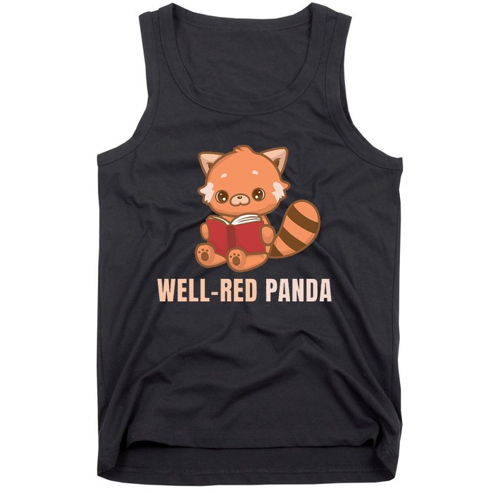 Well Red Panda Book Lover Funny Red Pandas Animal Graphic Tank Top