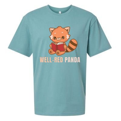 Well Red Panda Book Lover Funny Red Pandas Animal Graphic Sueded Cloud Jersey T-Shirt