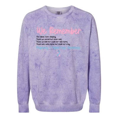 We Remember Pregnant Infant Loss Awareness Pink Blue Ribbon Colorblast Crewneck Sweatshirt