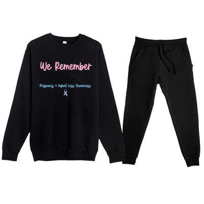 We Remember Pregnant Infant Loss Awareness Pink Blue Ribbon Premium Crewneck Sweatsuit Set