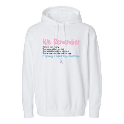 We Remember Pregnant Infant Loss Awareness Pink Blue Ribbon Garment-Dyed Fleece Hoodie