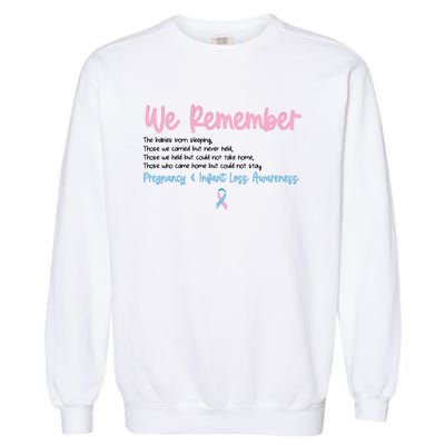 We Remember Pregnant Infant Loss Awareness Pink Blue Ribbon Garment-Dyed Sweatshirt