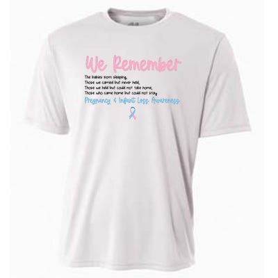 We Remember Pregnant Infant Loss Awareness Pink Blue Ribbon Cooling Performance Crew T-Shirt