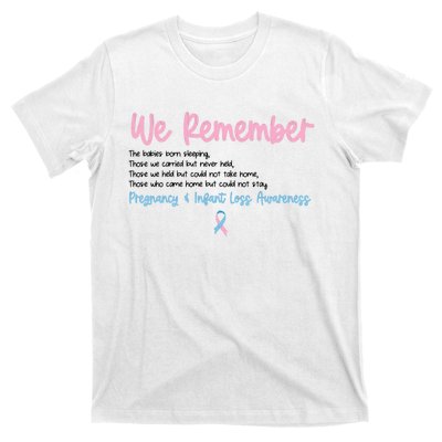 We Remember Pregnant Infant Loss Awareness Pink Blue Ribbon T-Shirt