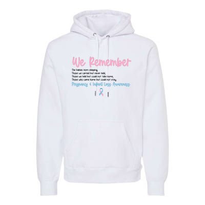 We Remember Pregnant Infant Loss Awareness Pink Blue Ribbon Premium Hoodie