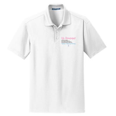 We Remember Pregnant Infant Loss Awareness Pink Blue Ribbon Dry Zone Grid Polo