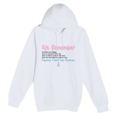 We Remember Pregnant Infant Loss Awareness Pink Blue Ribbon Premium Pullover Hoodie