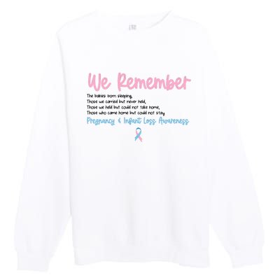 We Remember Pregnant Infant Loss Awareness Pink Blue Ribbon Premium Crewneck Sweatshirt