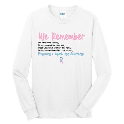 We Remember Pregnant Infant Loss Awareness Pink Blue Ribbon Tall Long Sleeve T-Shirt