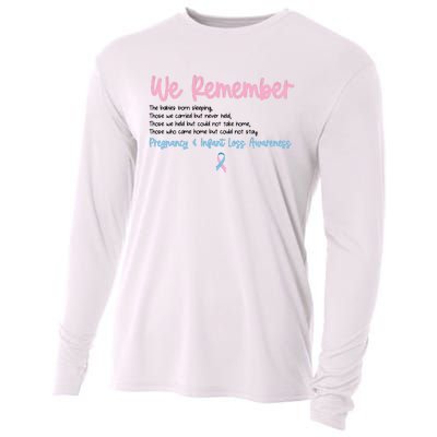 We Remember Pregnant Infant Loss Awareness Pink Blue Ribbon Cooling Performance Long Sleeve Crew