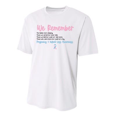 We Remember Pregnant Infant Loss Awareness Pink Blue Ribbon Performance Sprint T-Shirt