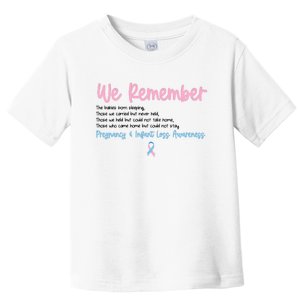 We Remember Pregnant Infant Loss Awareness Pink Blue Ribbon Toddler T-Shirt