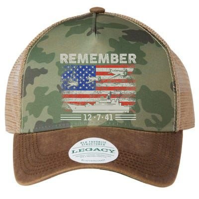 Wwii Remember Pearl Harbor Memorial Day December 7th 1941 Legacy Tie Dye Trucker Hat