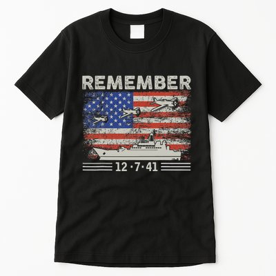 Wwii Remember Pearl Harbor Memorial Day December 7th 1941 Tall T-Shirt