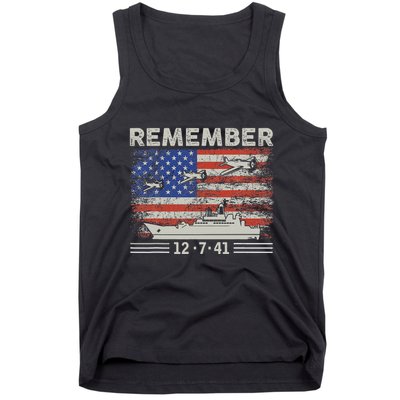 Wwii Remember Pearl Harbor Memorial Day December 7th 1941 Tank Top