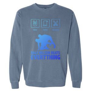 Wrestling Rock Paper Scissors Usa Beats Everything Great Gift Garment-Dyed Sweatshirt