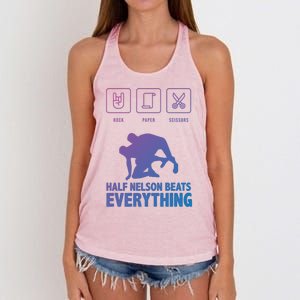 Wrestling Rock Paper Scissors Usa Beats Everything Great Gift Women's Knotted Racerback Tank