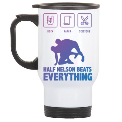 Wrestling Rock Paper Scissors Usa Beats Everything Great Gift Stainless Steel Travel Mug