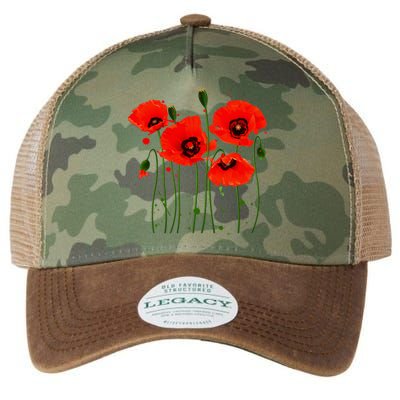 Watercolor Red Poppy Flower Gardening Plants Lover Gift Legacy Tie Dye Trucker Hat