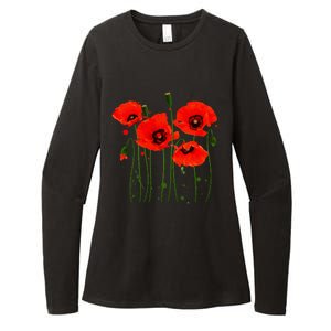 Watercolor Red Poppy Flower Gardening Plants Lover Gift Womens CVC Long Sleeve Shirt