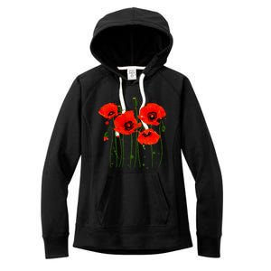 Watercolor Red Poppy Flower Gardening Plants Lover Gift Women's Fleece Hoodie