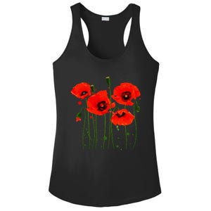 Watercolor Red Poppy Flower Gardening Plants Lover Gift Ladies PosiCharge Competitor Racerback Tank