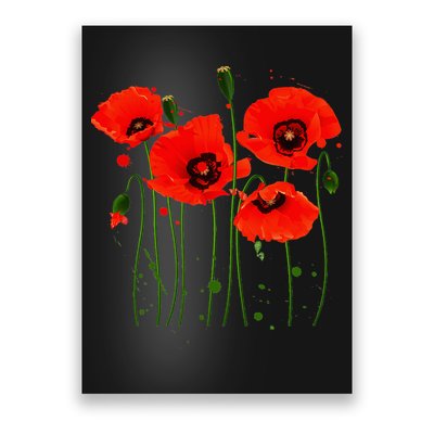 Watercolor Red Poppy Flower Gardening Plants Lover Gift Poster