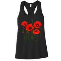 Watercolor Red Poppy Flower Gardening Plants Lover Gift Women's Racerback Tank