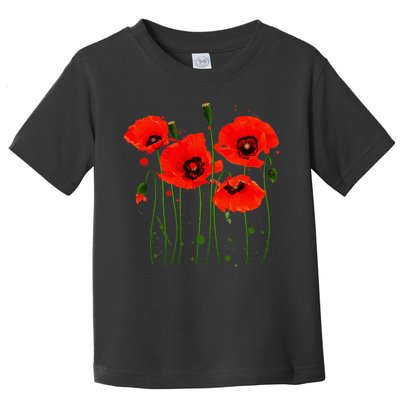 Watercolor Red Poppy Flower Gardening Plants Lover Gift Toddler T-Shirt