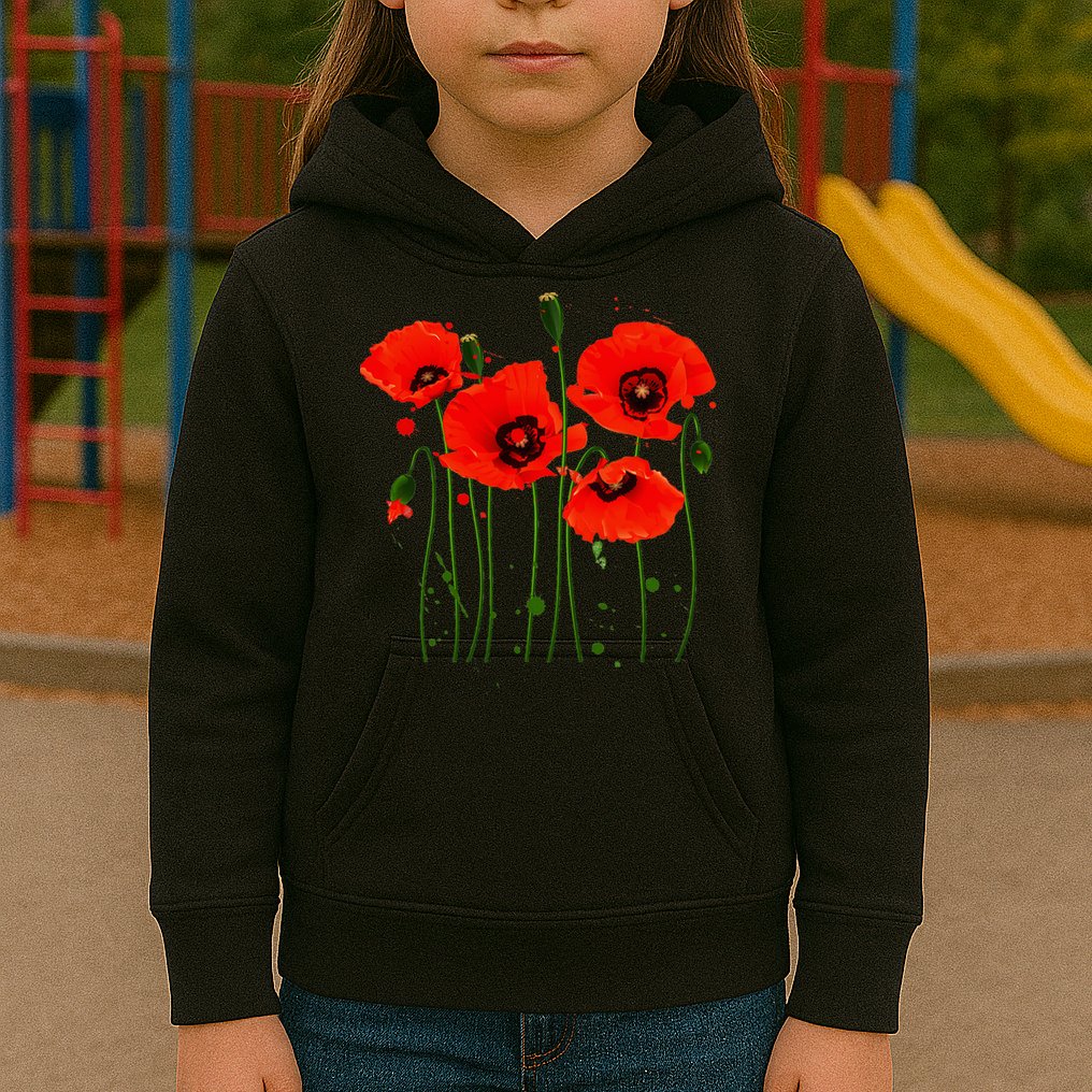 Watercolor Red Poppy Flower Gardening Plants Lover Gift Kids Hoodie