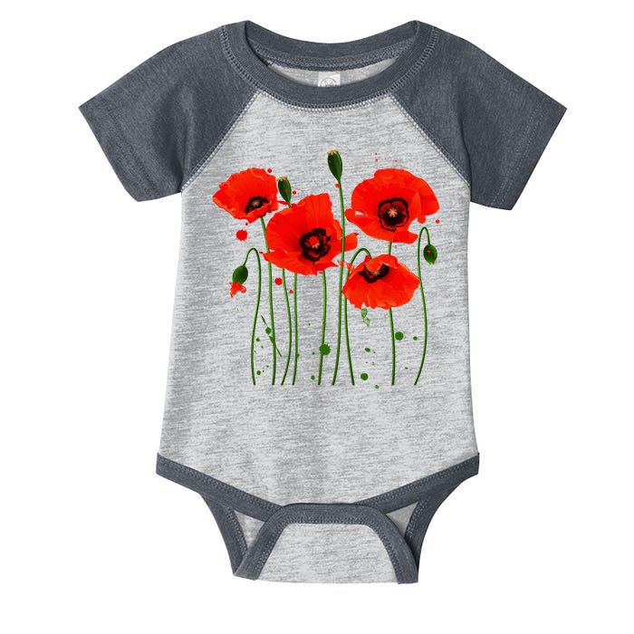 Watercolor Red Poppy Flower Gardening Plants Lover Gift Infant Baby Jersey Bodysuit